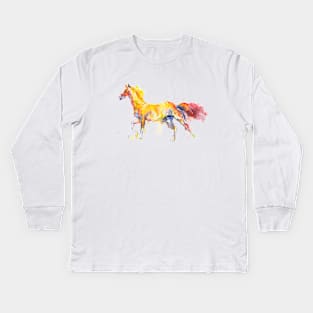 Horse Running Free Kids Long Sleeve T-Shirt